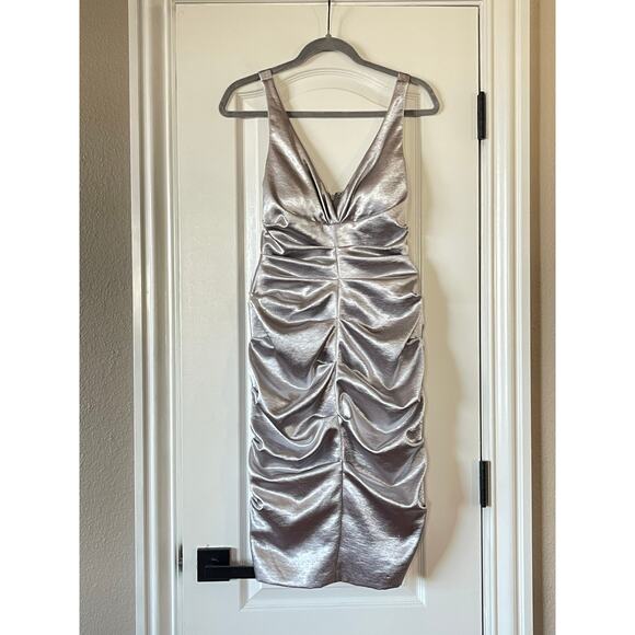 Cache Silver Cocktail Dress Size 6 - Picture 3 of 8
